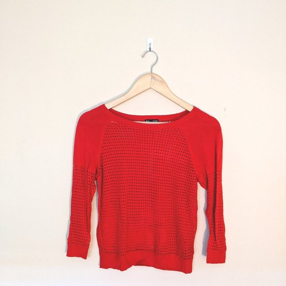 EXPRESS red crop netted top - Picture 1 of 3